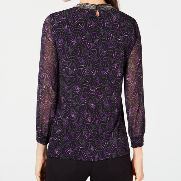 Alfani PXL Printed Embellished-Neck Top - Picture 3 of 3